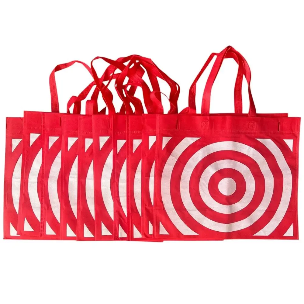 Set of 10 Target Bullseye Reusable Shopping Bags Red Tote